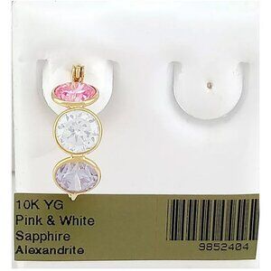 Created Alexandrite, Pink & White Sapphire Single Earring 10k Gold